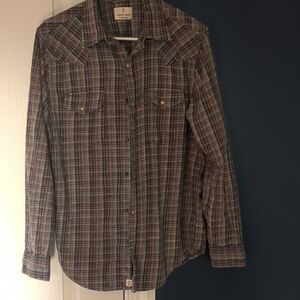 Mutual Weave Casual Plaid Button-Down Shirt for Men